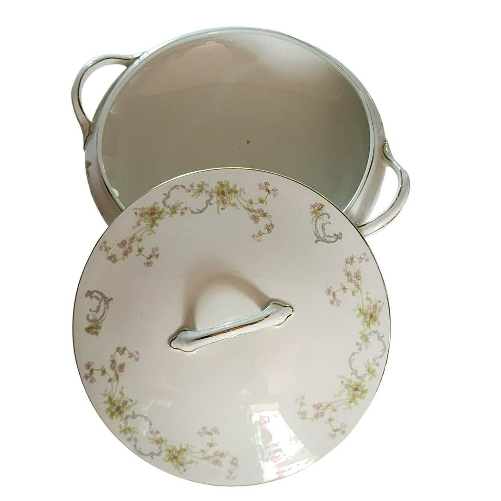 England Antique Johnson‎ Bros Semi Porcelain Tureen With Lid 4.7"Hx10.5"Lx2.7"D